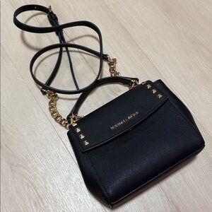 Michael Kors Black Mini Bag with Gold Accents